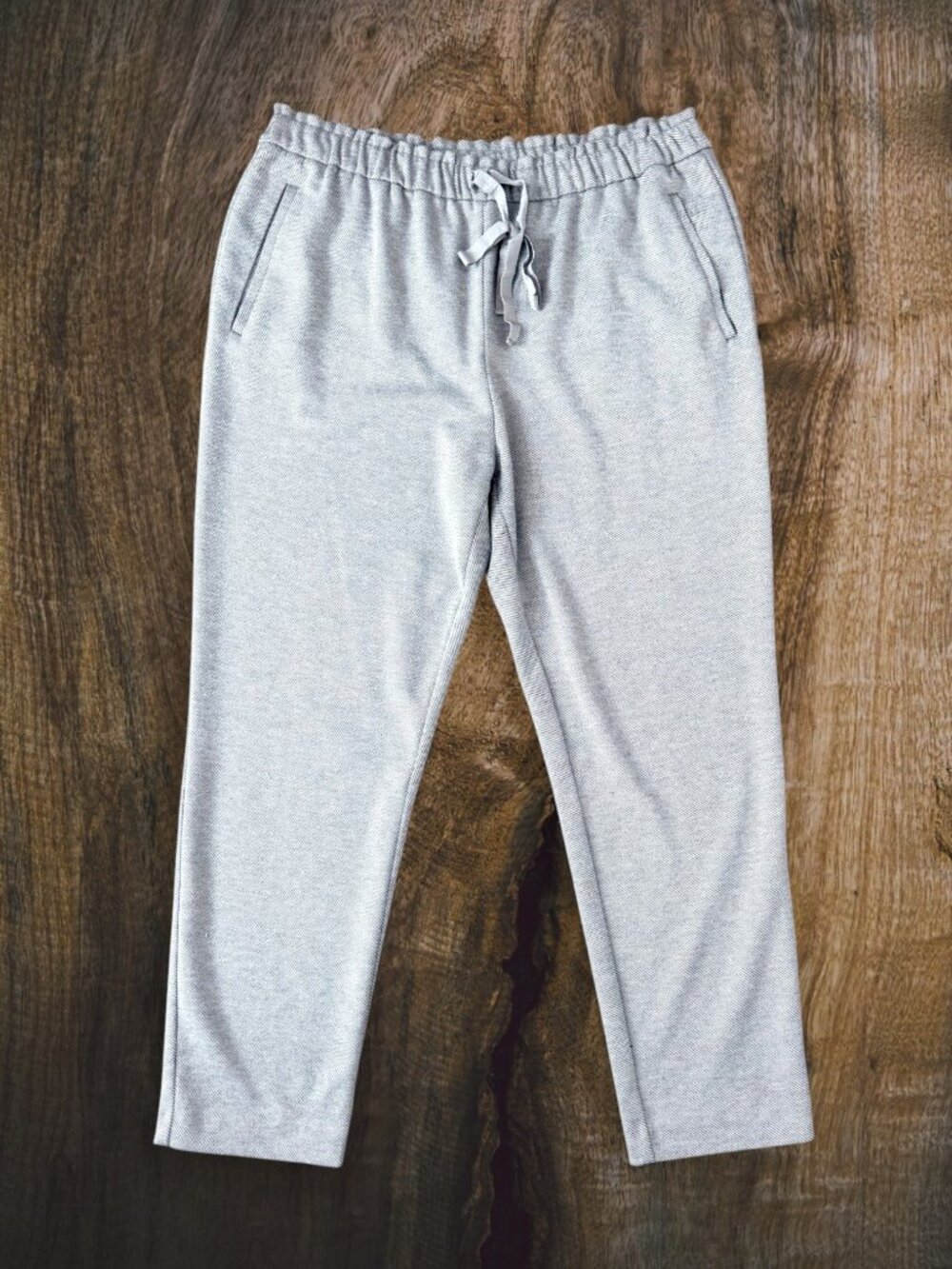 Apriori Gray Pull On Tapered Herringbone Stripe Knit Pants Size 44 L 12-14